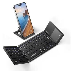 Samsers Foldable Bluetooth Keyboard w Touchpad Wireless Rechargeable Black